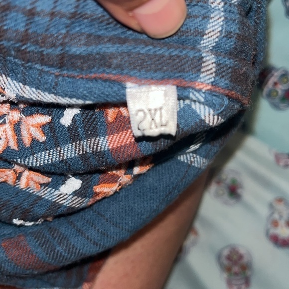 🤎 M Embroidered Flannel Tunic Longline Pockets Rodeo Boho Festival Art To Wear - Picture 8 of 12